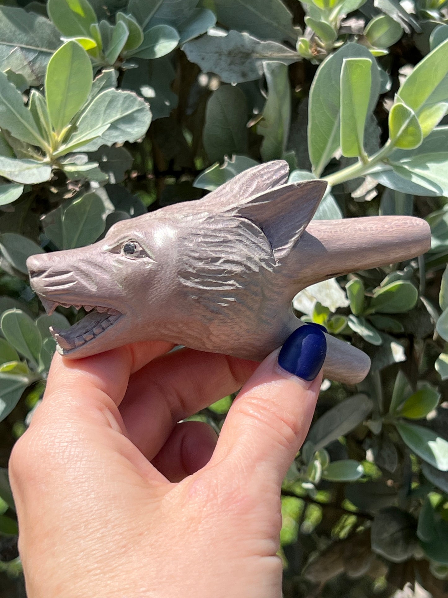 Hand Carved Wolf Kuripe