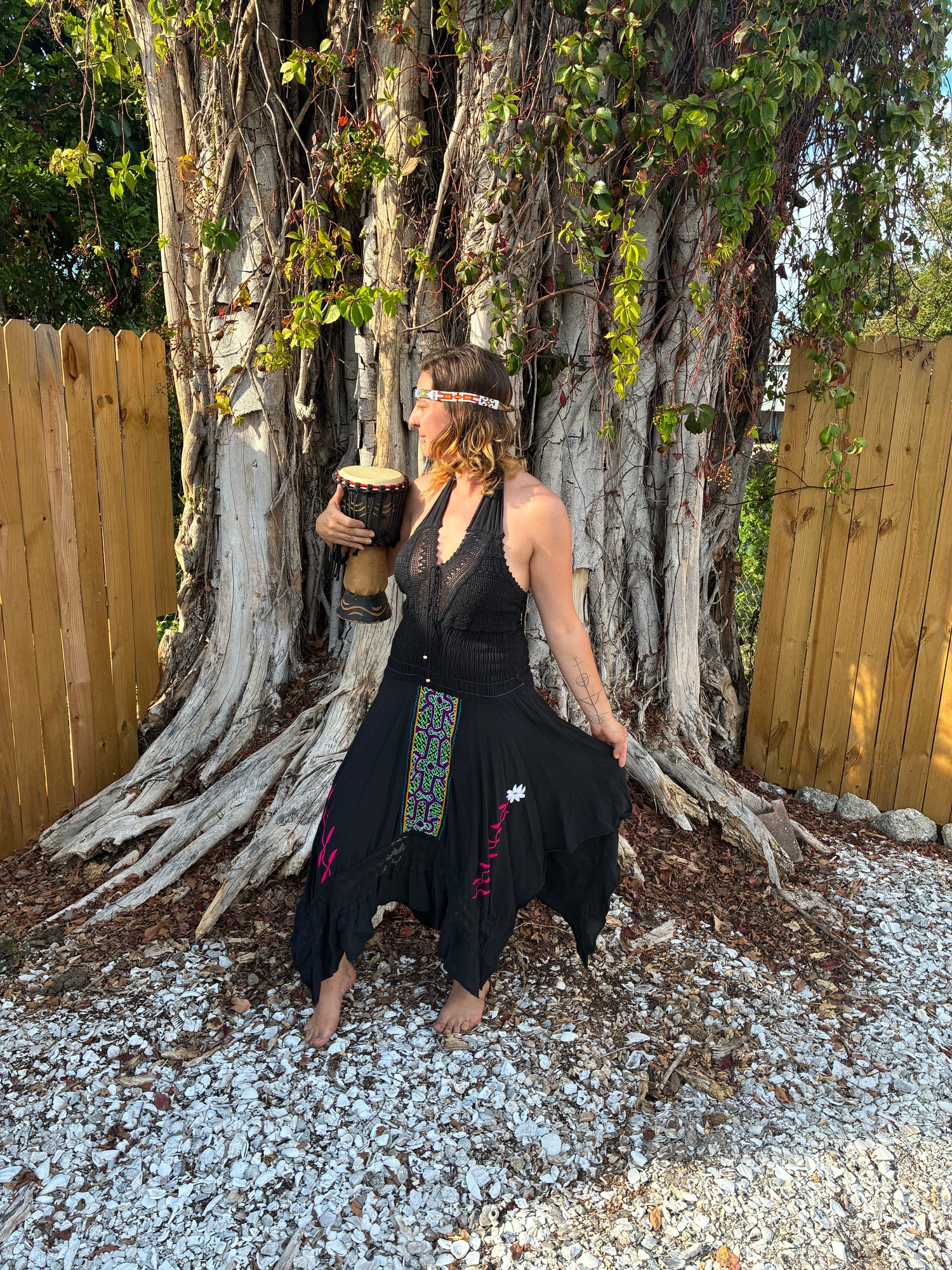 Authentic Shipibo-Conibo Embroidered Halter Sundress