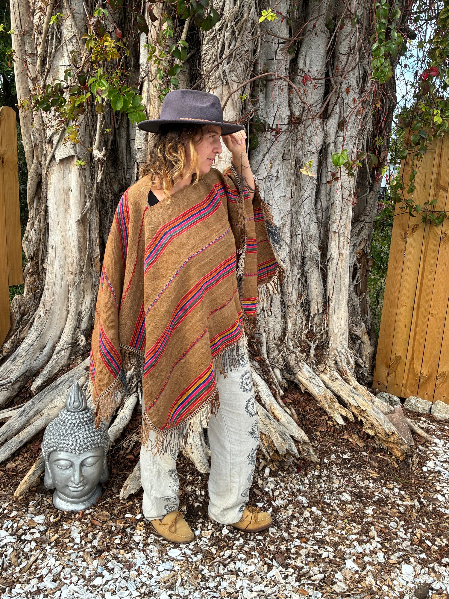 Peruvian Woven Alpaca and Sheeps Wool Poncho