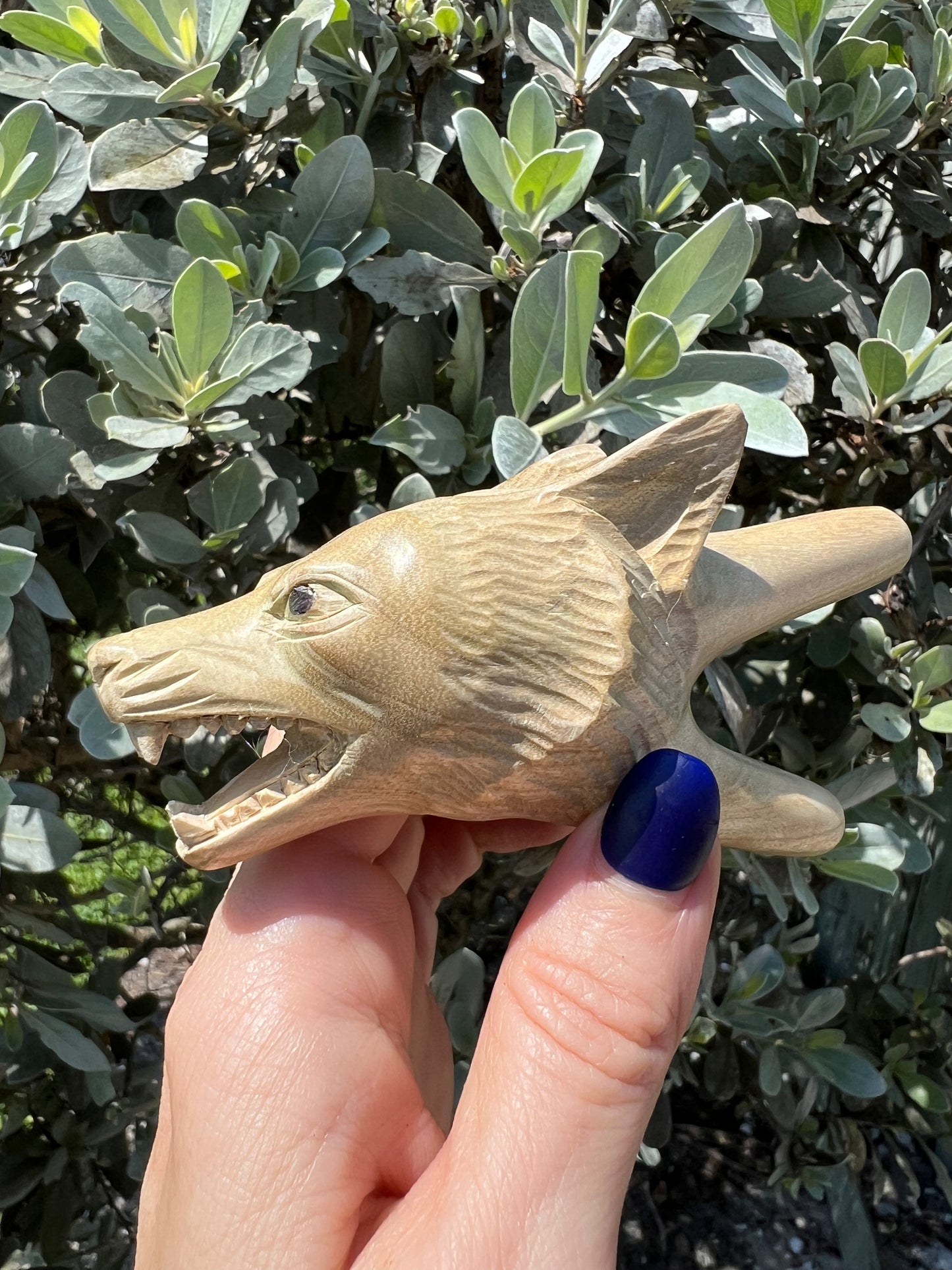 Hand Carved Wolf Kuripe