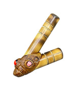 Bamboo stem ~ small kuripe with resin, beads and seed accent - Katukina.US KAT6152