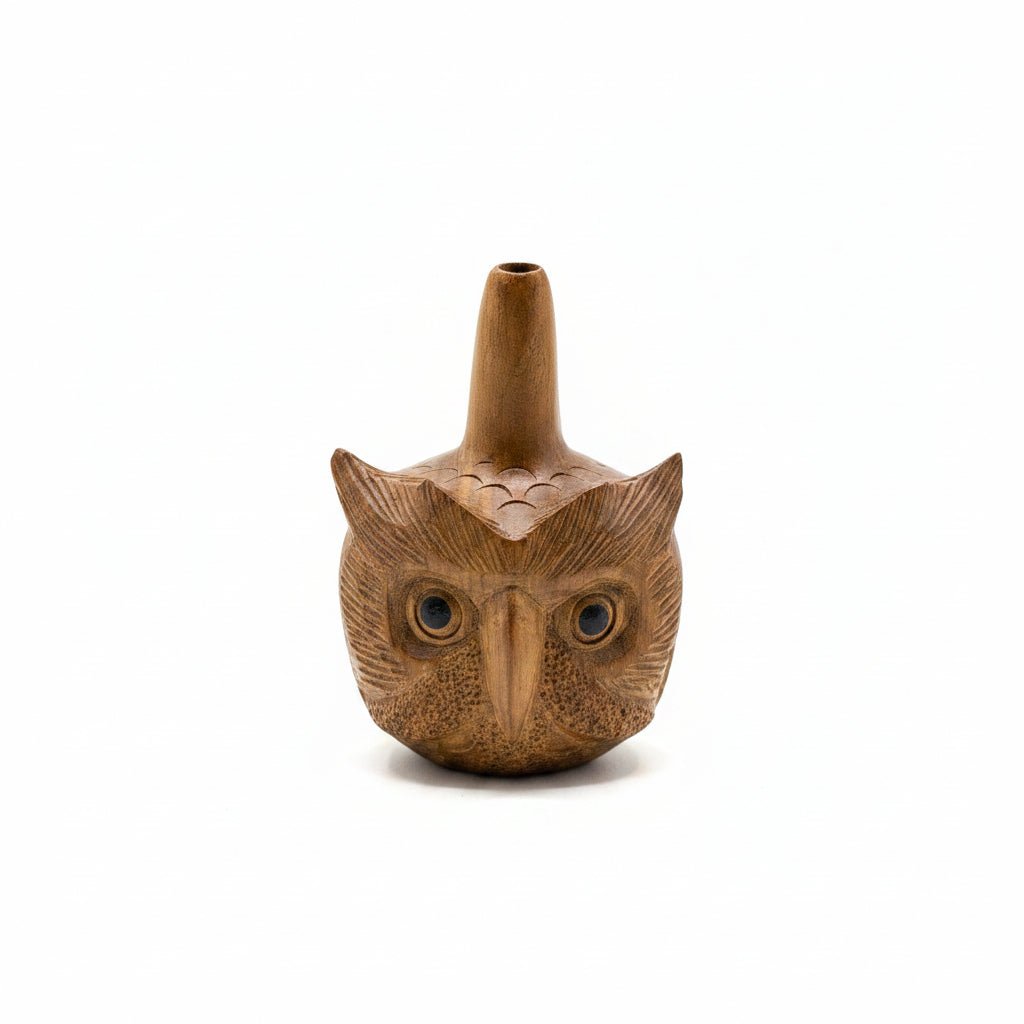 Hand Carved Owl Kuripe - Katukina.US KAT6728