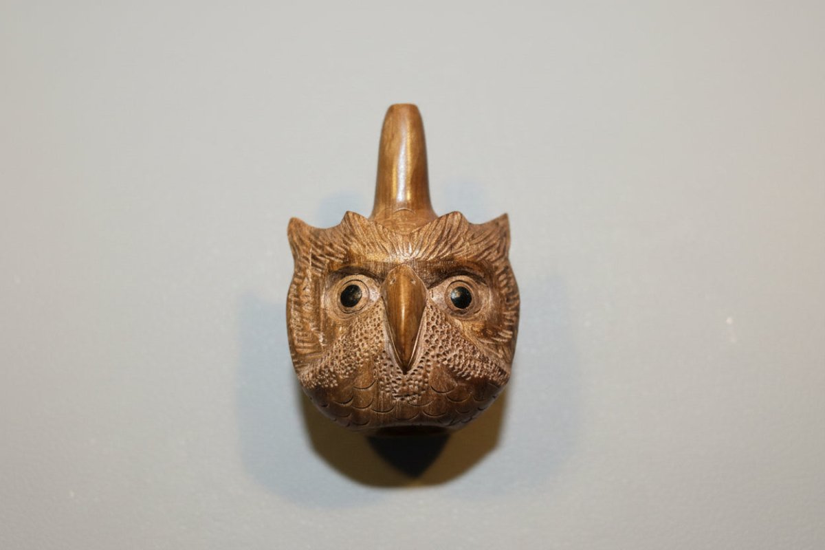 Hand Carved Owl Kuripe - Katukina.US KAT6728