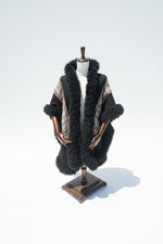 Handwoven Alpaca Fur Trimmed Ruana - Katukina.US KAT6253