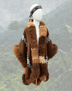 Handwoven Baby Alpaca Fur Trimmed Ruana - Katukina.US KAT6261