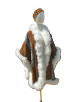 Handwoven Baby Alpaca Fur Trimmed Ruana - Katukina.US KAT6545