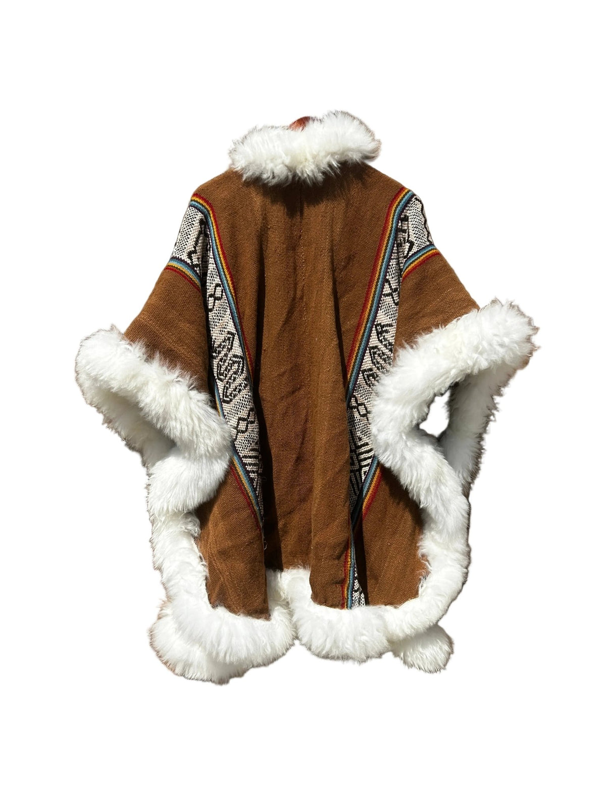 Handwoven Baby Alpaca Fur Trimmed Ruana - Katukina.US KAT6545