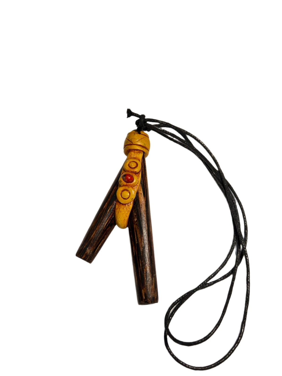 Necklace kuripe ~ Wood with Seed Accents - Katukina.US KAT6006