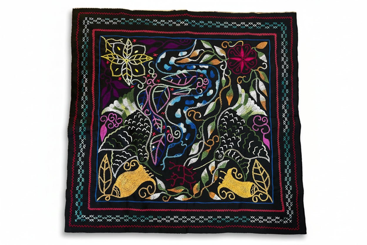 Shipibo - Conibo Embroidered Tapestry Altar Cloth - Katukina.US KAT6572