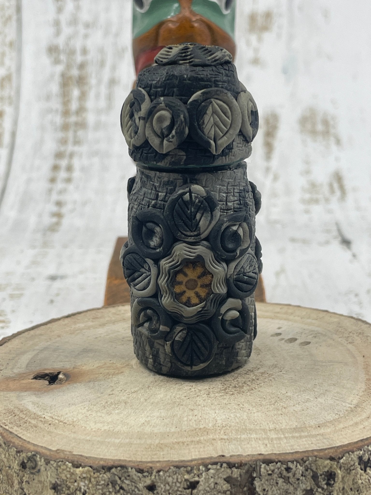 Glass and Clay Snuff Bottle - Katukina KAT1437