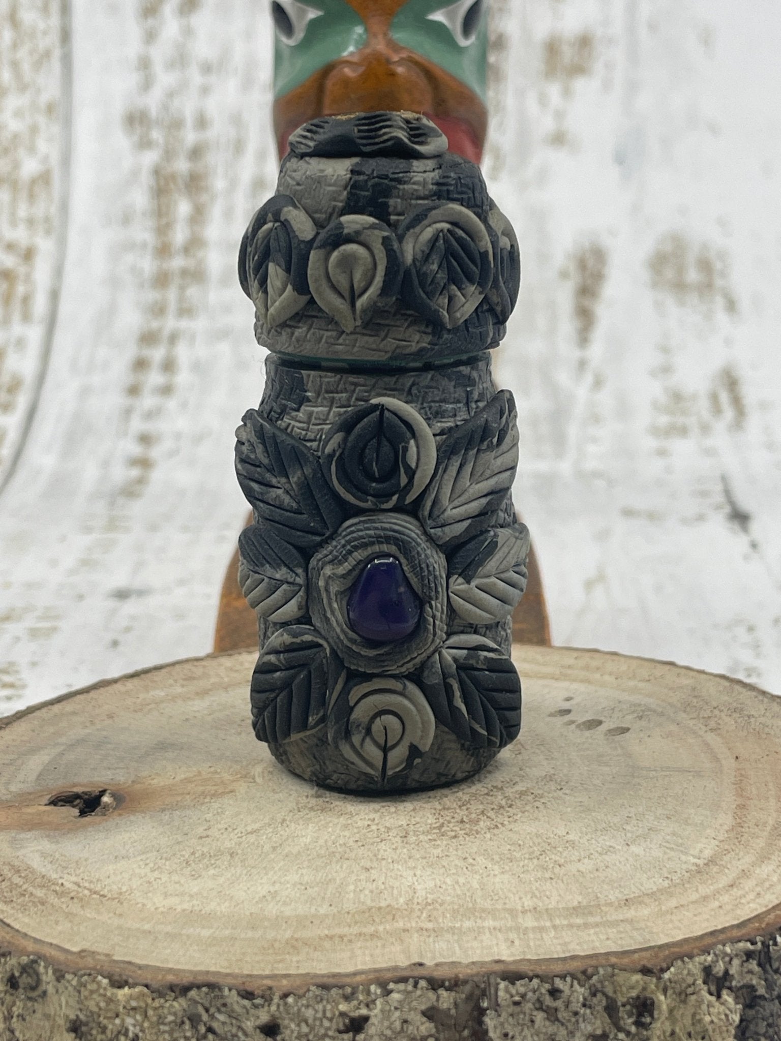 Glass and Clay Snuff Bottle - Katukina KAT1437